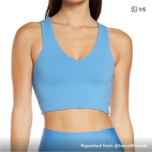 ALO Yoga Light Blue V-Neck Tank Top airbrush Real Bra Tank small workout set